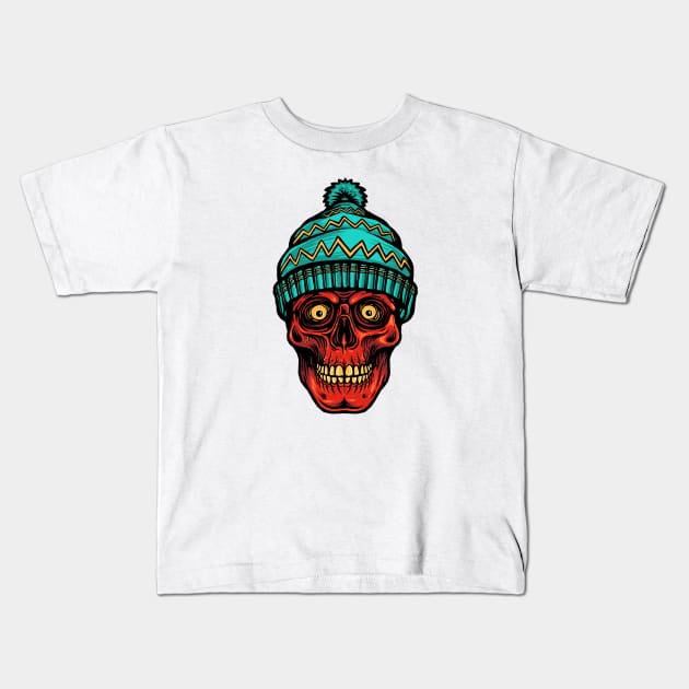 Winter Skull Kids T-Shirt by Stayhoom